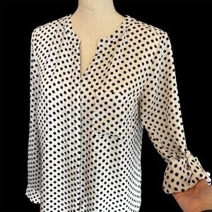 INC International Concepts Black and White Polka Dot Blouse